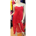 Net Yarn Wrapped Chest Long Paragraph Party Dress